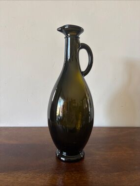 MCM Italian Olive Brown Glass Carafe - Mid-Century Rustic